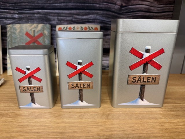 3 st plåtburkar - Ledkryss Sälen (Spara 127:-)