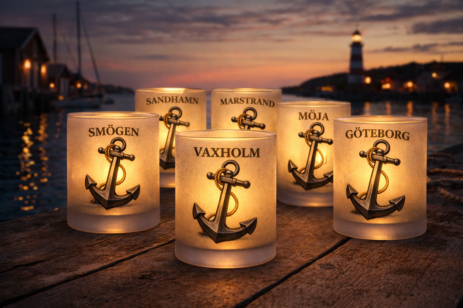 Frosted glass lantern - Anchor