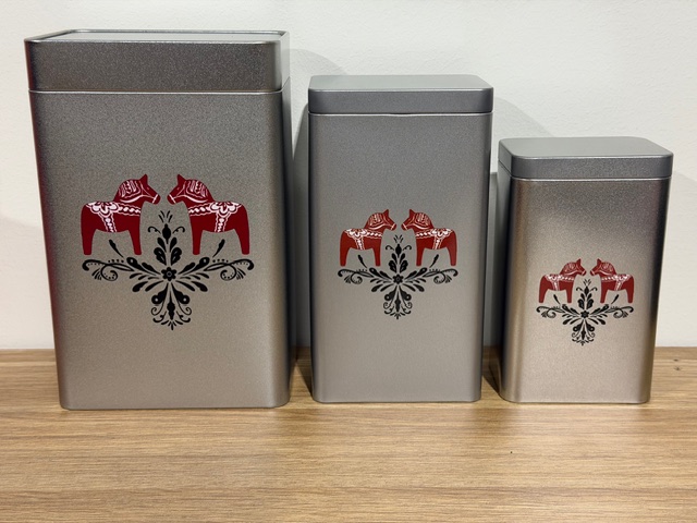 3 st plåtburkar - Dalahästar & Kurbits