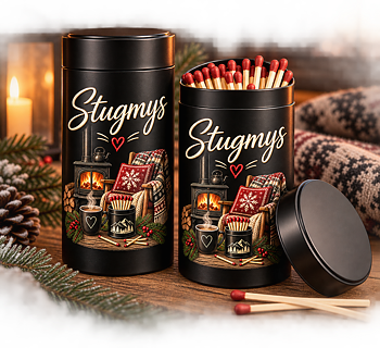 Tändsticksburk Stugmys – 60 extra långa tändstickor