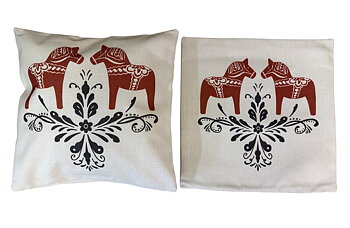 Pillowcase - Dala horses &amp; Kurbits