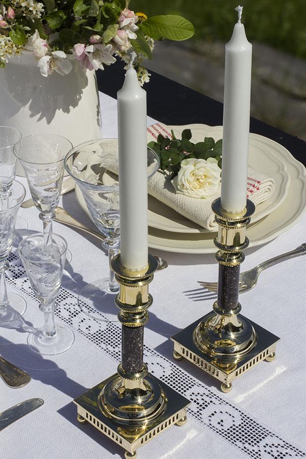 Exclusive candlestick made of brass and Blyberg porphyry, height 180mm - 2