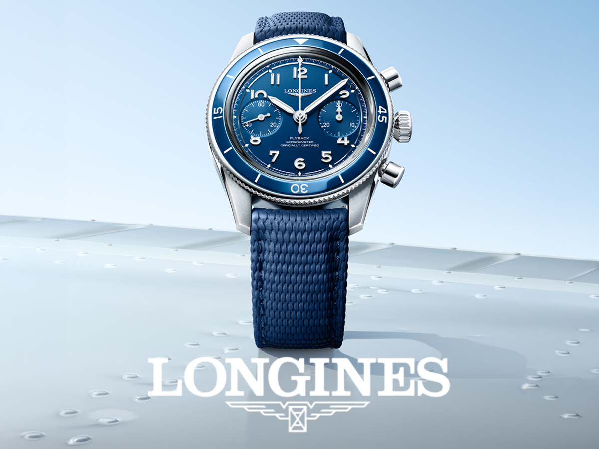 Longines Spirit Pilot Flyback 39,5 blå gummiband