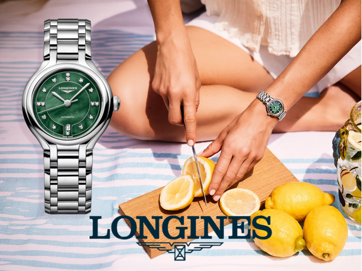 Longines Primaluna 30 grön pärlemor med diamant index