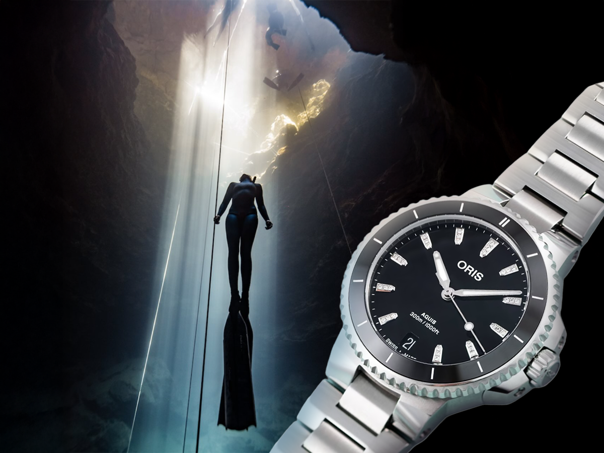 Oris Aquis Date 36,5 svart och diamant index