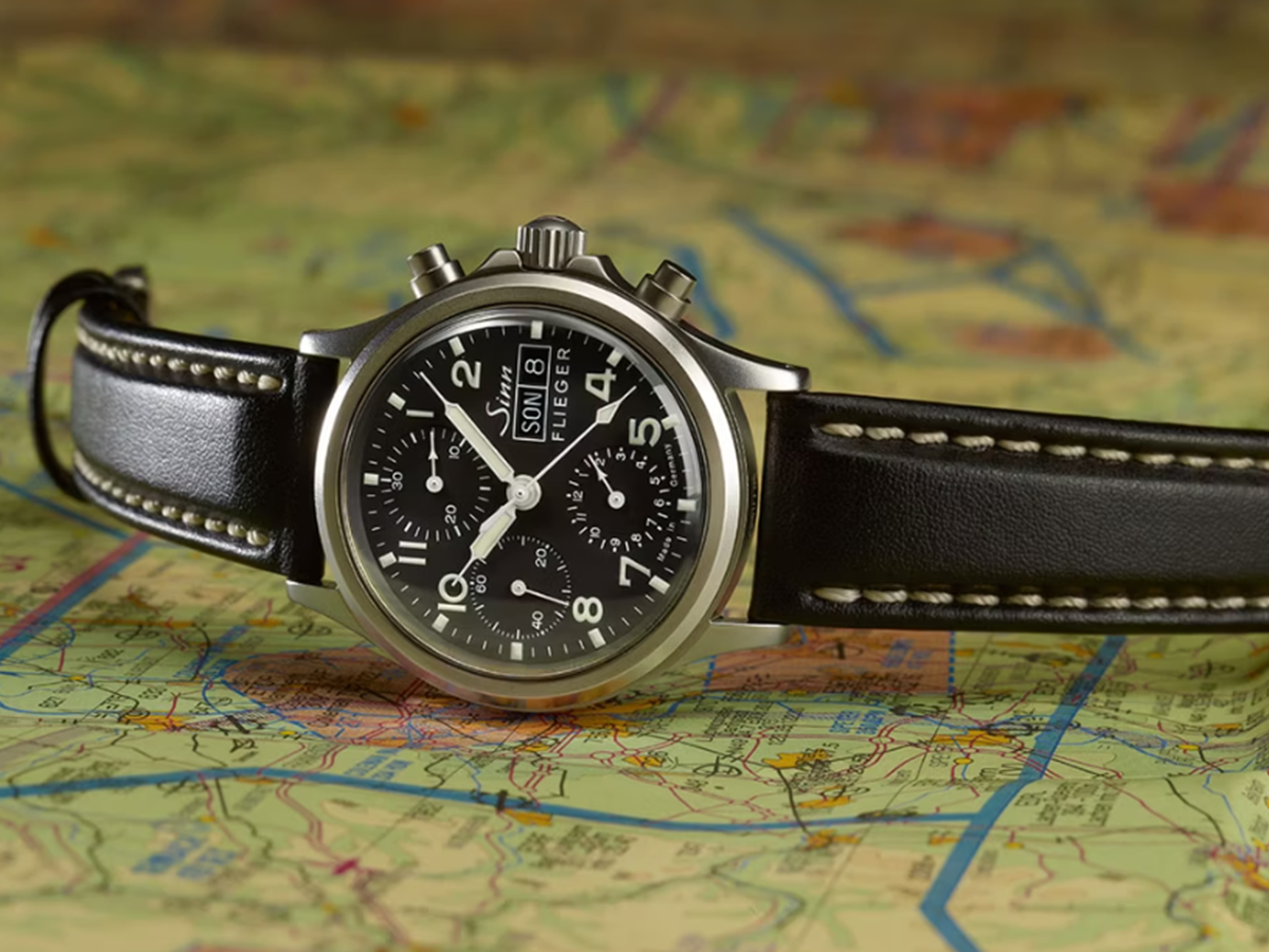 Sinn 356 Pilot vintage svart läderband