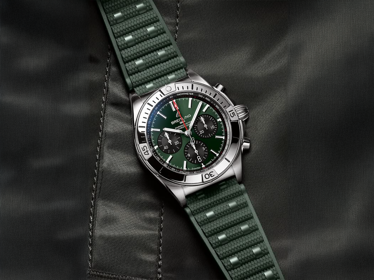 Breitling Rouleaux gummiband grön 22 mm