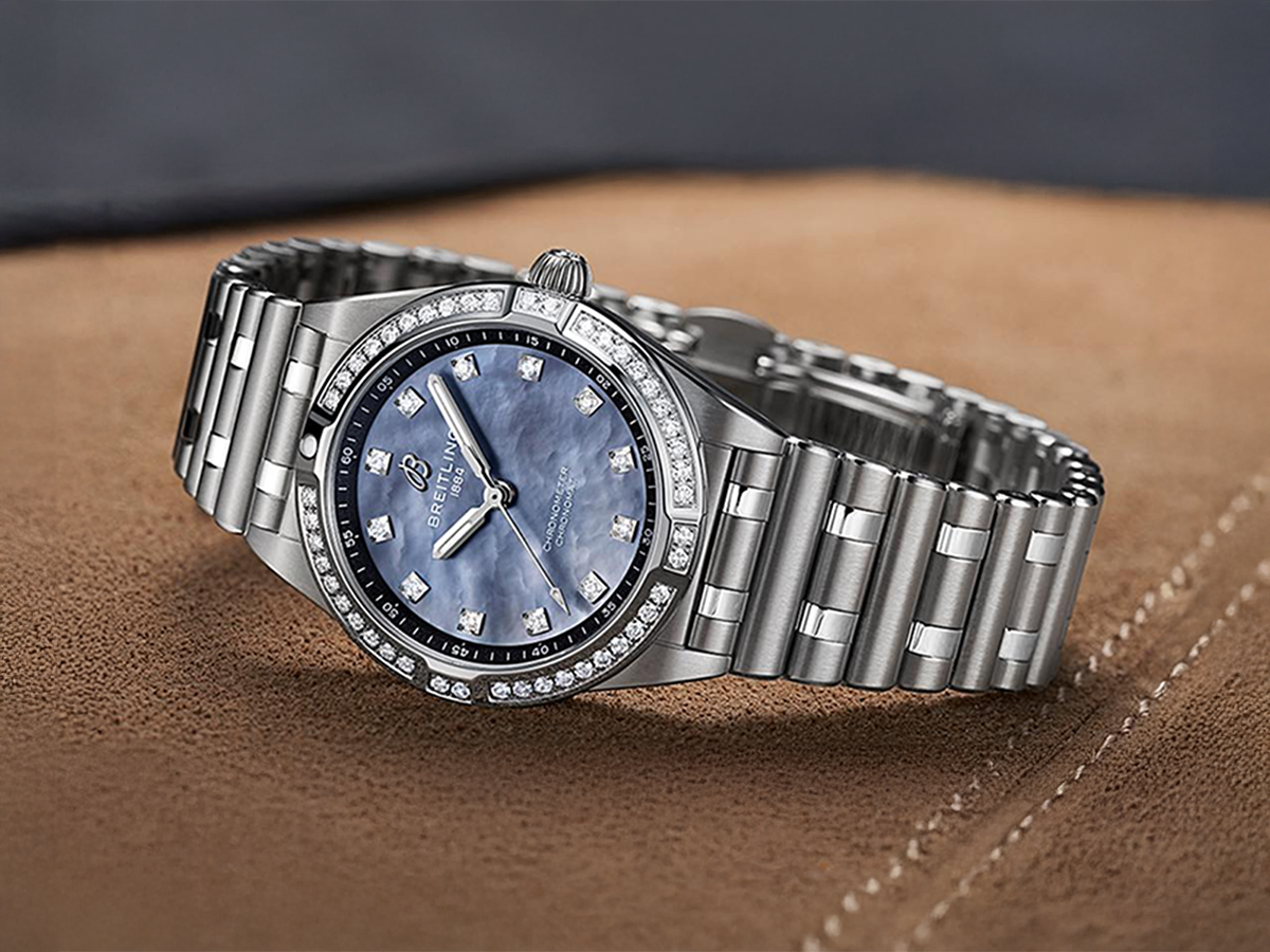 Breitling Chronomat 28 svart pärlemor med diamant bezel