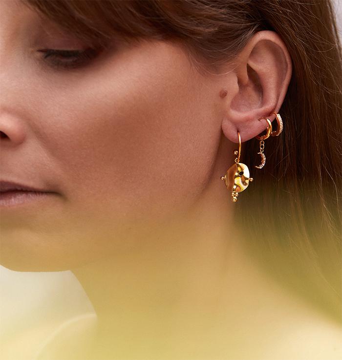 GOLD HOOP GLITTER 15 MM • SINGELÖRHÄNGE - 2