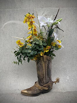 Blomsterarrangemang i Cowboyboot Nr 1