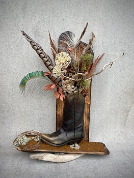 Blomsterarrangemang i Cowboyboot Nr 9