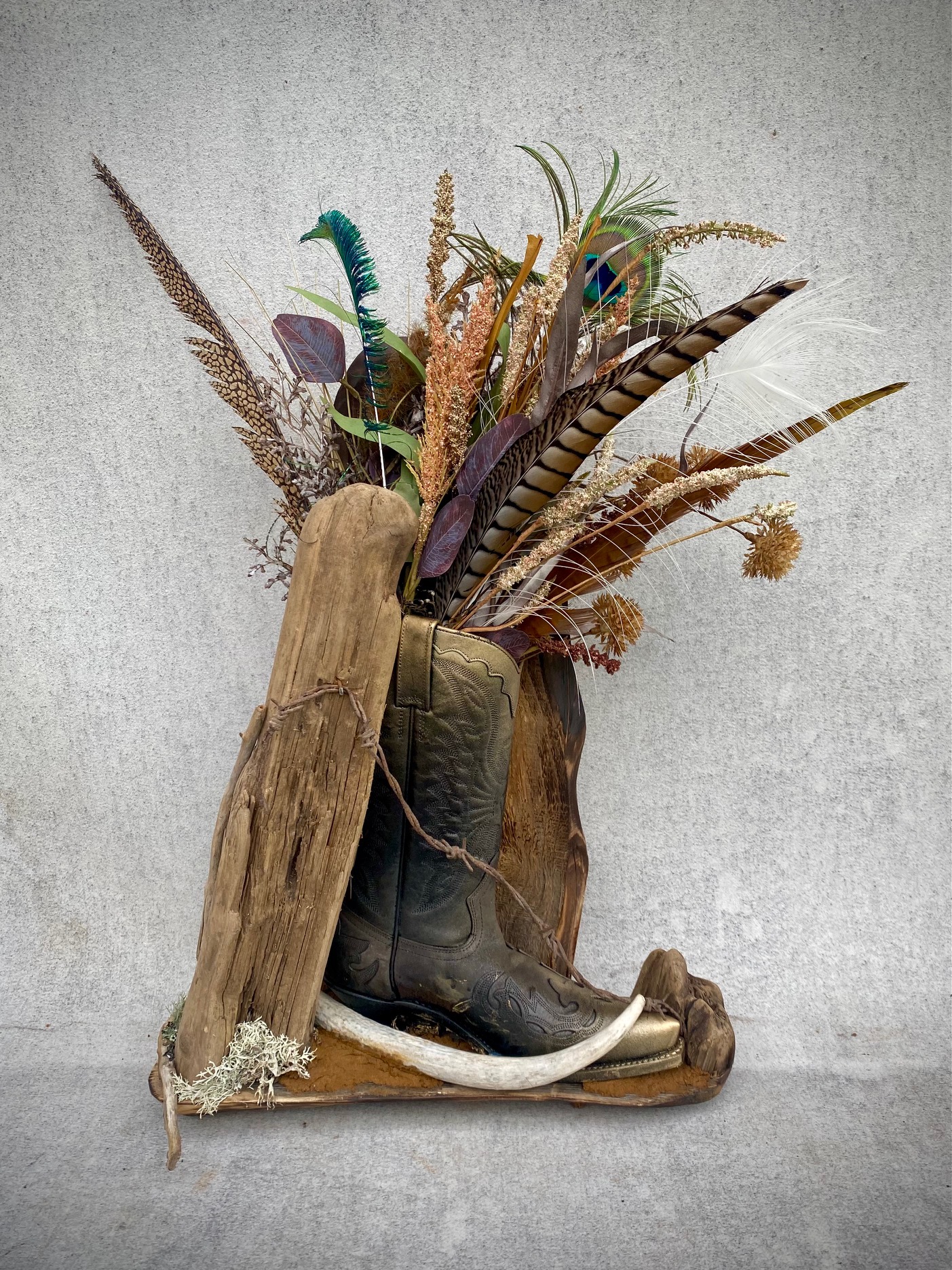 Blomsterarrangemang i Cowboyboot Nr 11