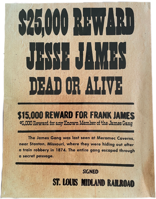 Poster Reward Jesse James