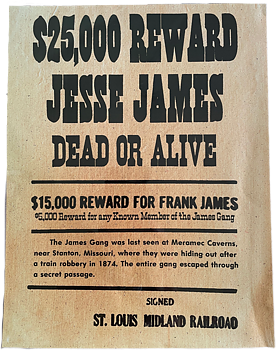 Poster Reward Jesse James