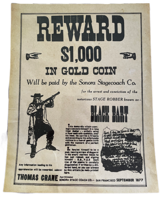 Poster Reward Black Bart