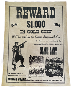 Poster Reward Black Bart