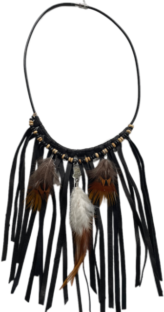 Halsband Läderfransar Svart