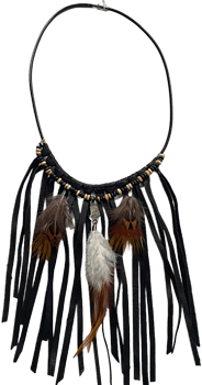 Halsband Läderfransar Svart