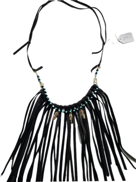 Halsband Läderfransar Svart