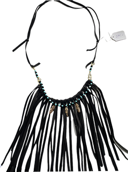 Halsband Läderfransar Svart