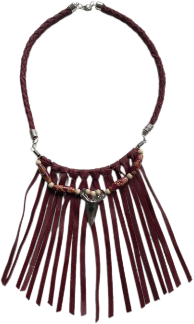 Halsband Läderfransar Vinröd