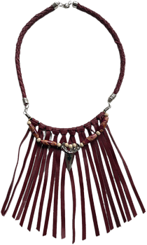 Halsband Läderfransar Vinröd