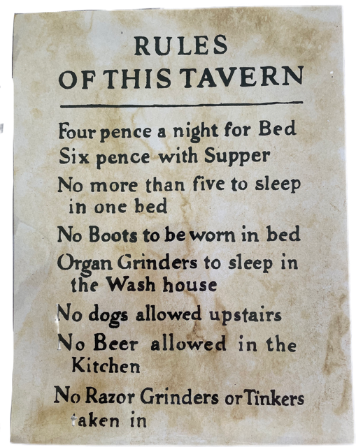 Poster Rules of this Tavern