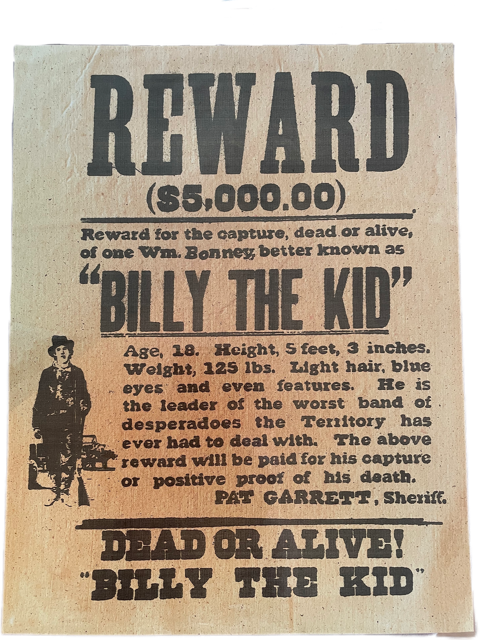 Poster Reward Billy The Kid