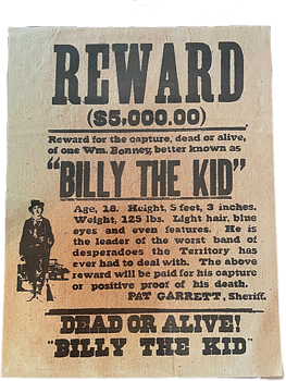 Poster Reward Billy The Kid