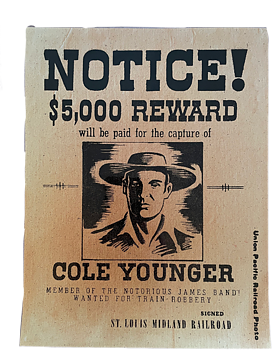 Poster Reward Cole Younger