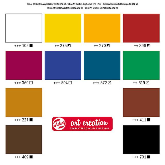 ACRYLIC COLOUR SET 12 X 12 ML - TALENS ART CREATION - SkaparLusten