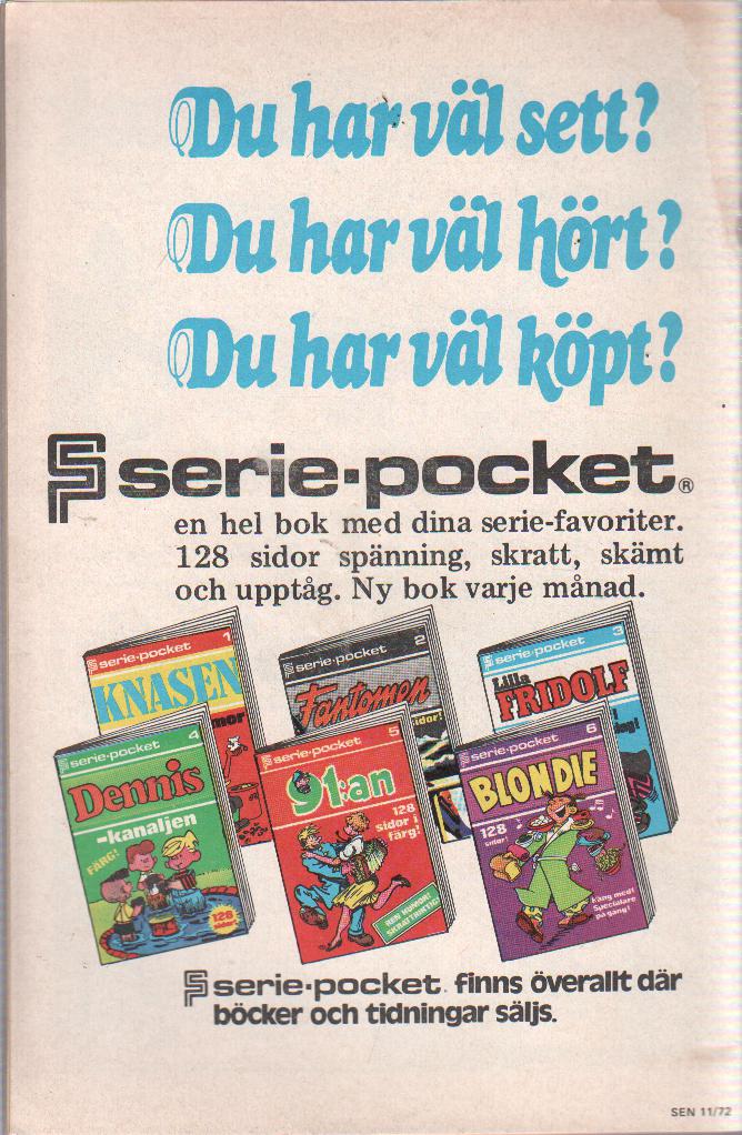Serie-nytt nr 11 1972 Begagnad - 2