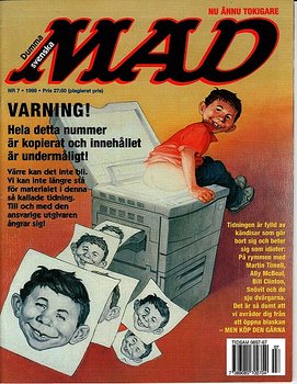 Svenska MAD 1998 Nr 7,  Varning! Hela detta nummer är kopierat och innehållet är undermåligt!