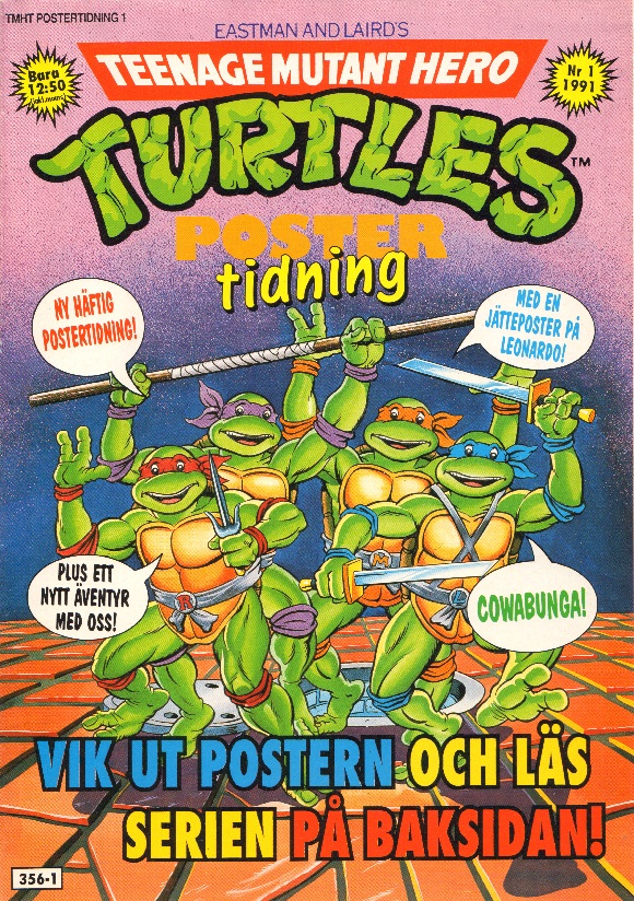 Teenage mutant hero turtles poster tidning nr 1 1991