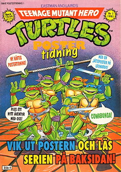 Teenage mutant hero turtles poster tidning nr 1 1991