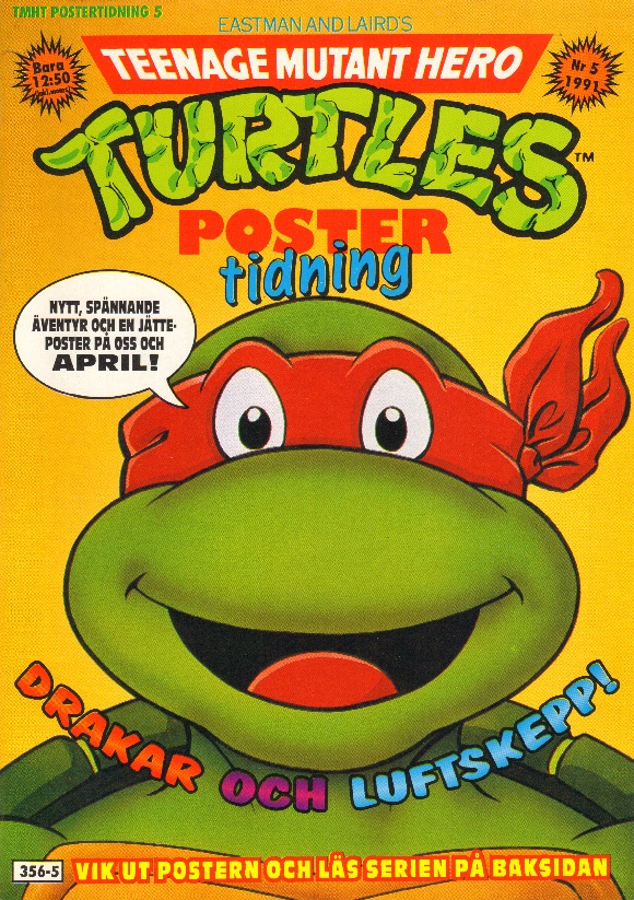 Teenage mutant hero turtles poster tidning nr 5 1991