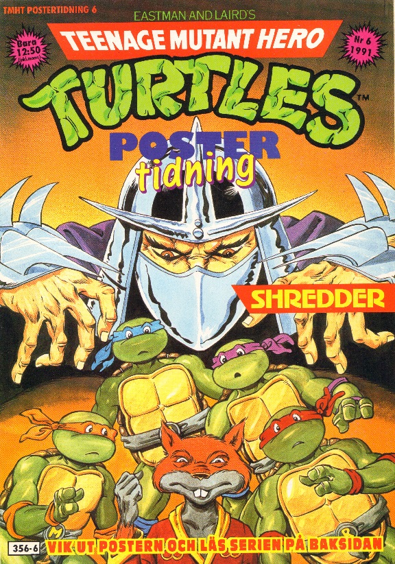 Teenage mutant hero turtles poster tidning nr 6 1991