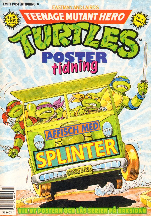 Teenage mutant hero turtles poster tidning nr 2 1992