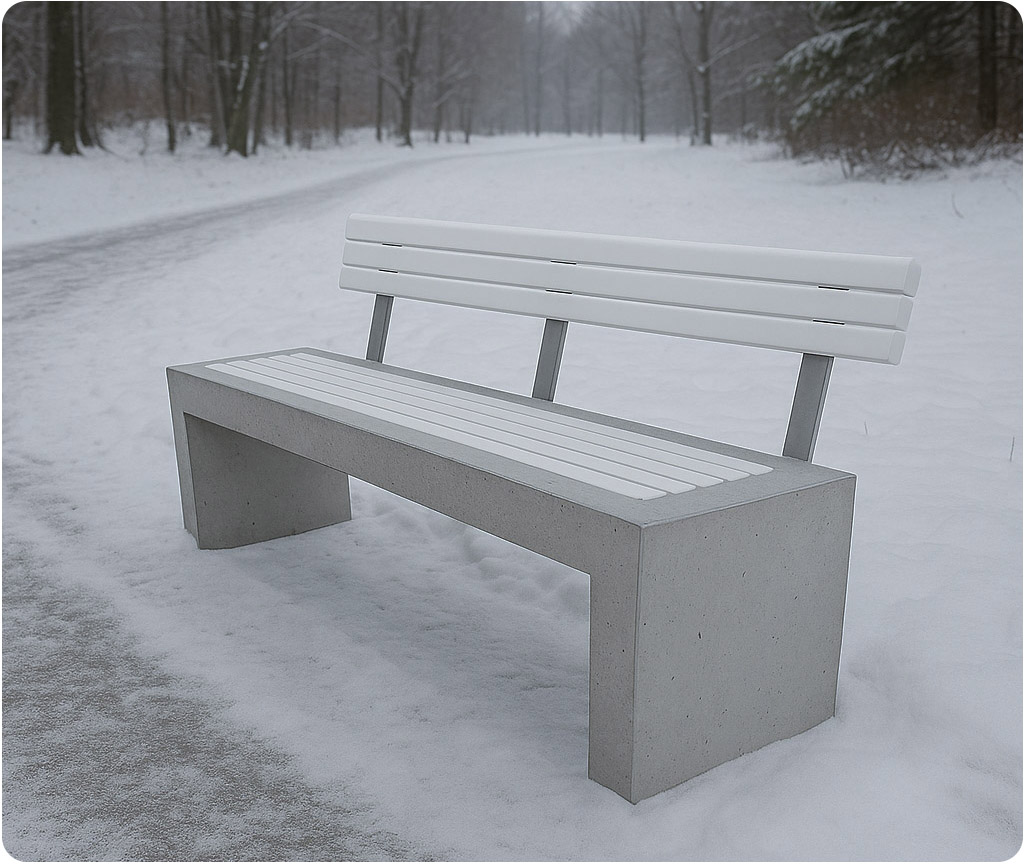 Parksoffa - Betongbänk ryggstöd Tjock Hortensia