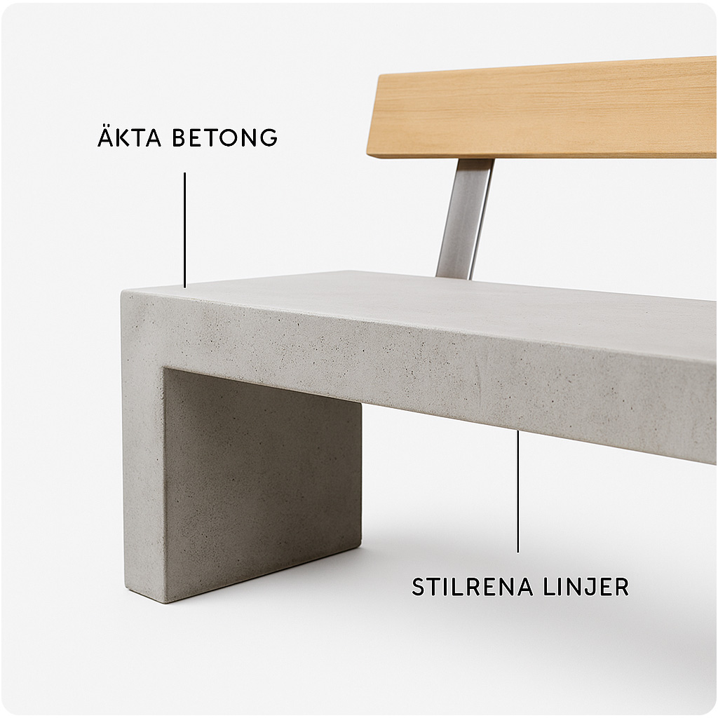 Minimalistisk parksoffa av betong