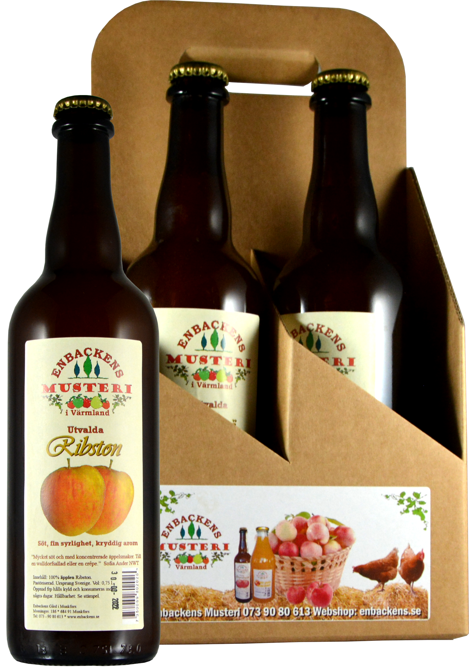 4-pack utvald äppelmust 0,75 liter