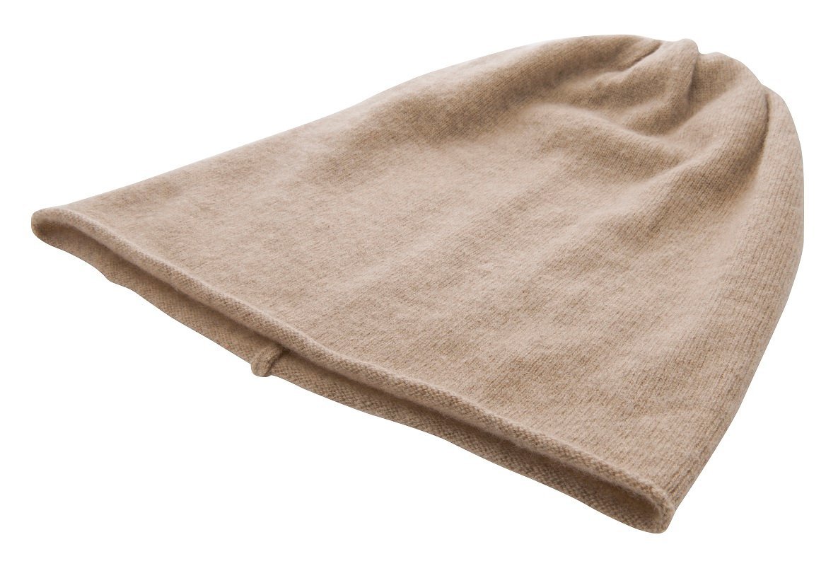 Stickad beanie, cashmeremössa, sand,  mjuk, varm och skön - 2