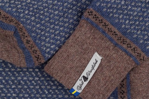 Stickade knäsockar, Skaftö, marin,  storlek rejäl 42-45 - 2