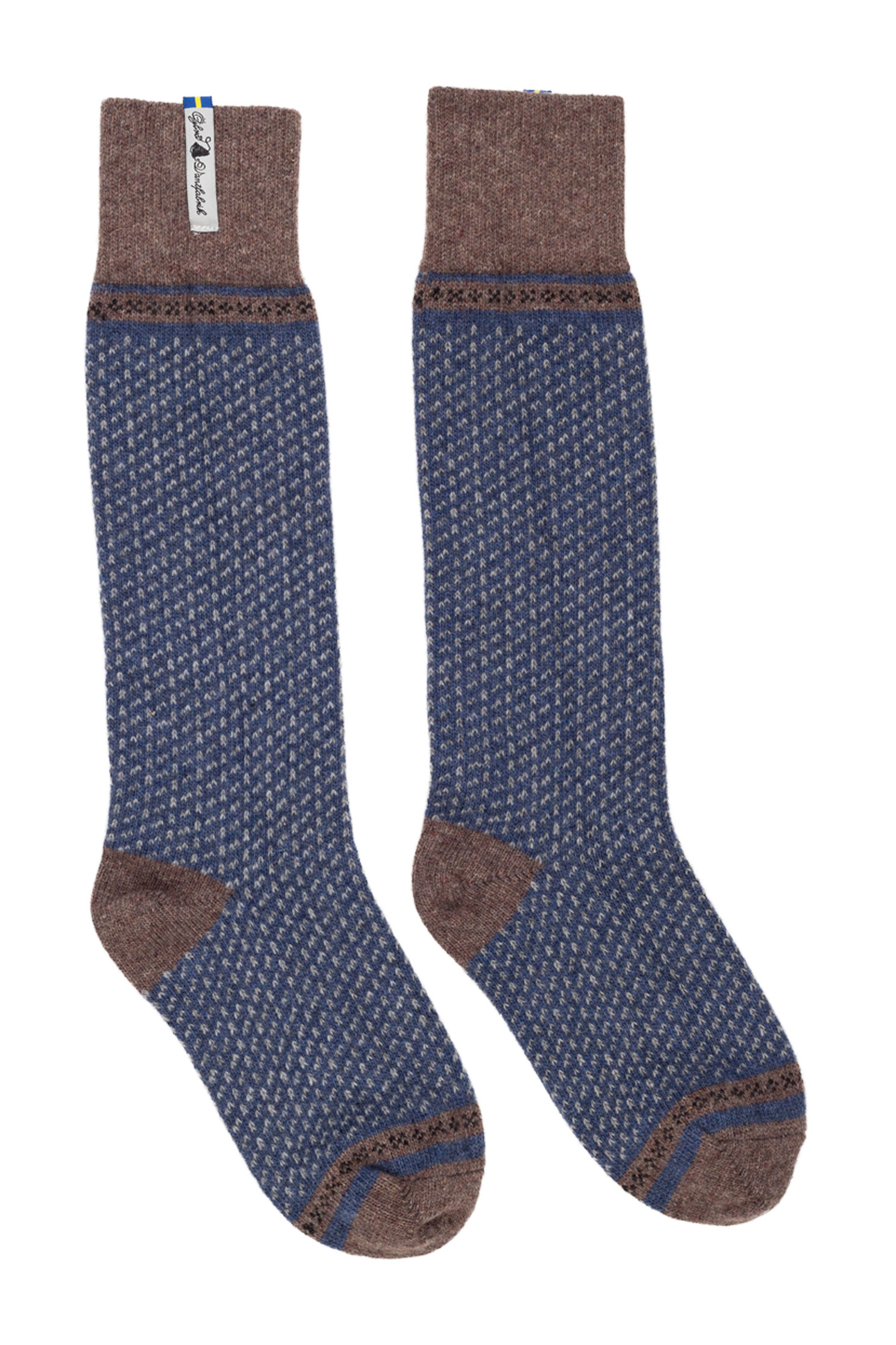 Stickade knäsockar, Skaftö, marin,  storlek rejäl 42-45