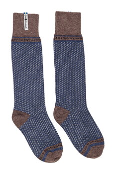 Stickade knäsockar, Skaftö, marin,  storlek rejäl 42-45