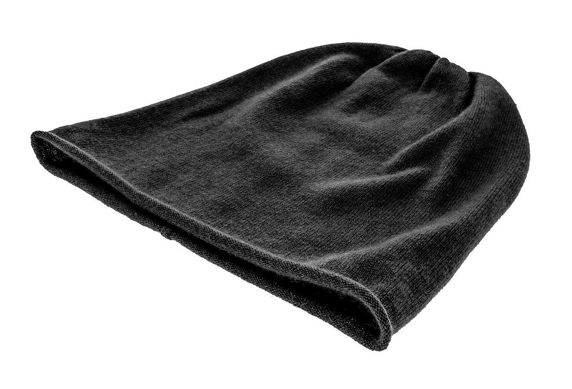 Stickad beanie, cashmeremössa, svart, mjuk och skön - 2