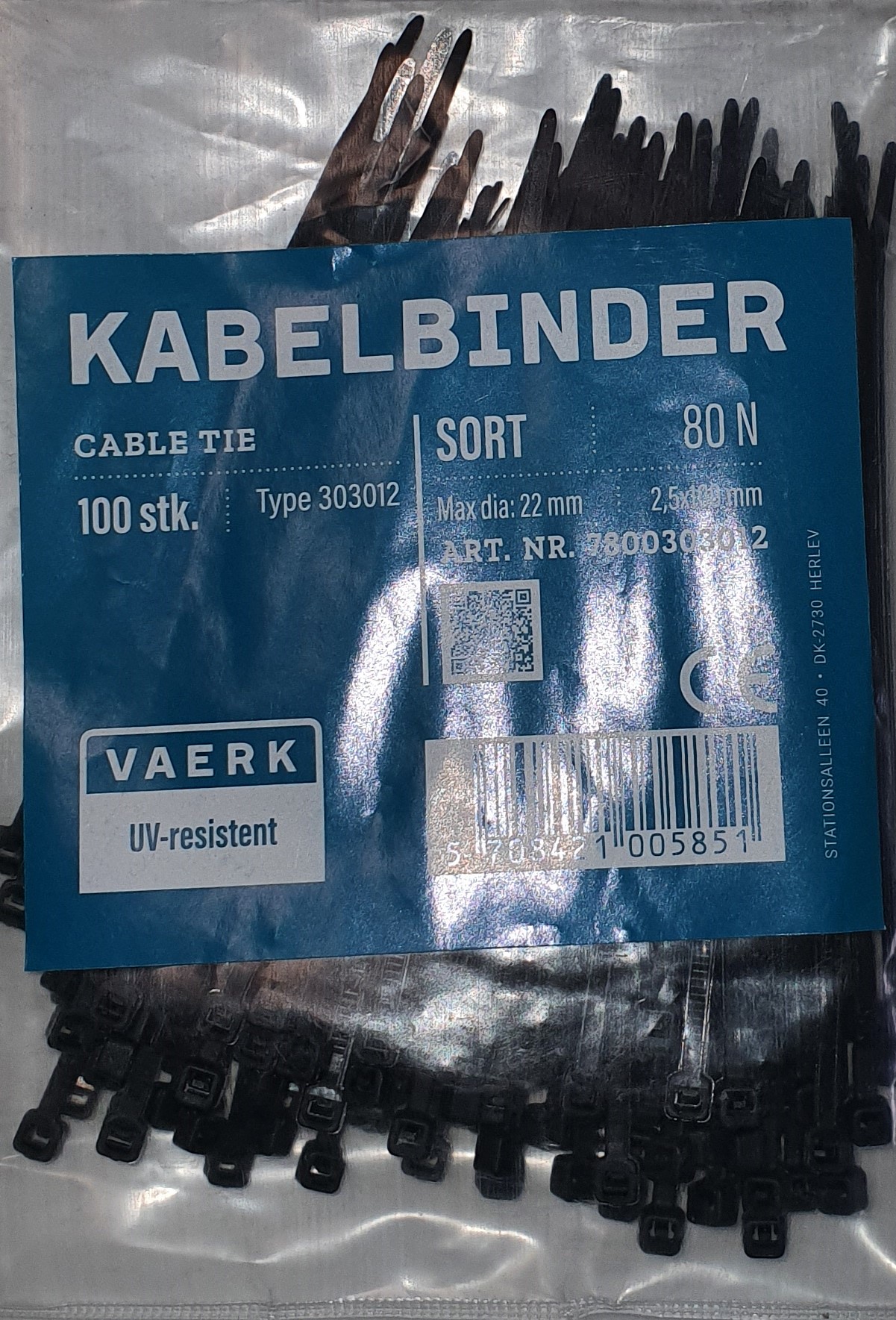 KABELBINDER 100 MM SORT