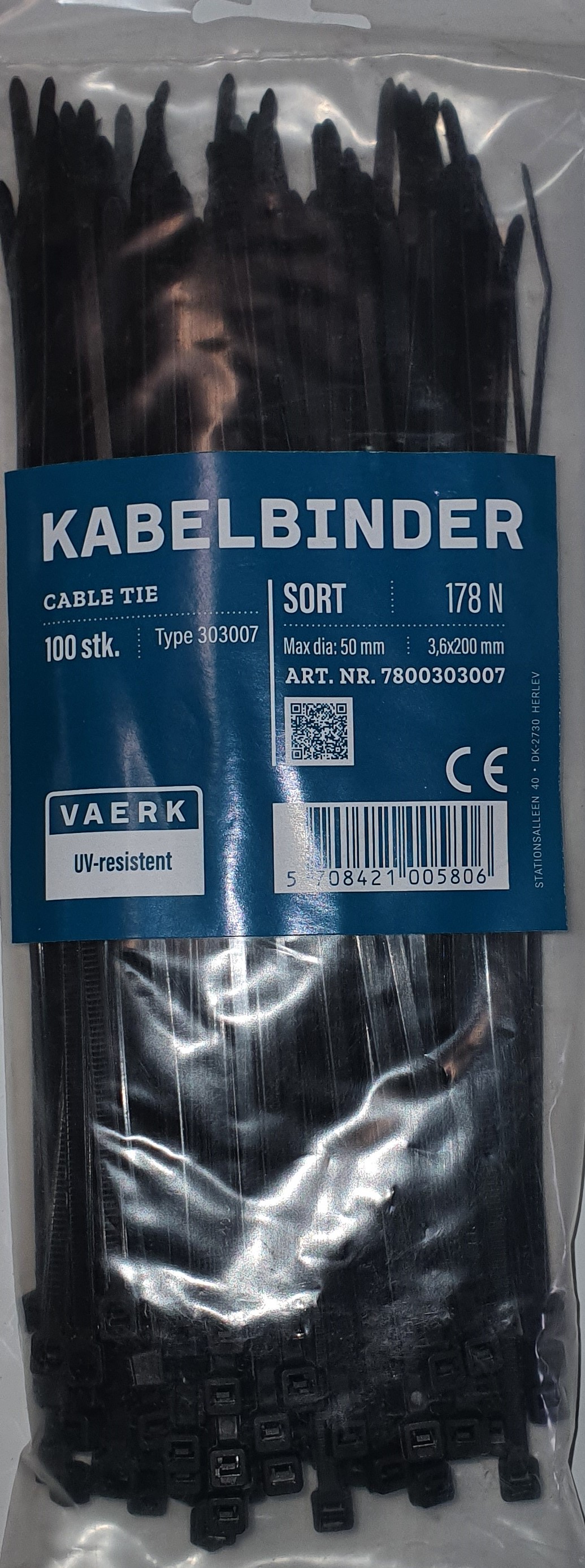 KABELBINDER 200 MM SORT