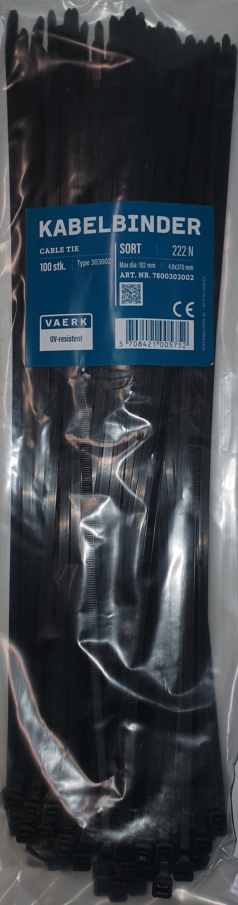 KABELBINDER 370 MM SORT
