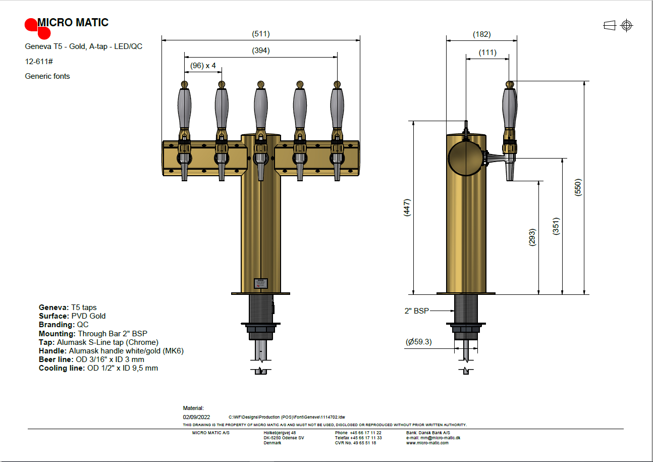 Font -Geneva T5, PVD gold, LED/QC - 3